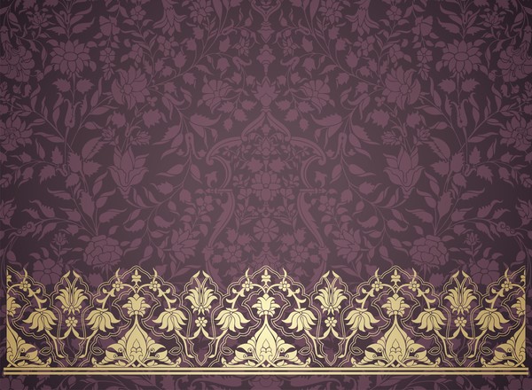 Vintage decorative pattern with floral seamless border vector 09