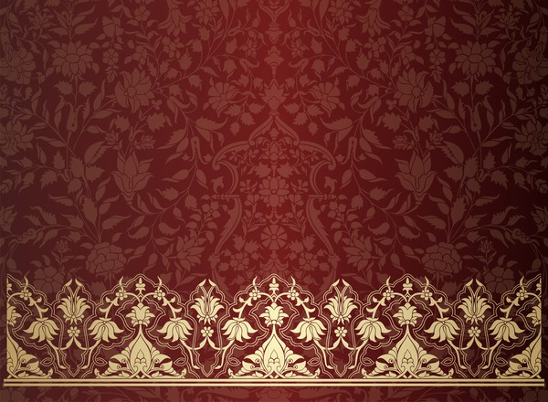 Vintage decorative pattern with floral seamless border vector 10