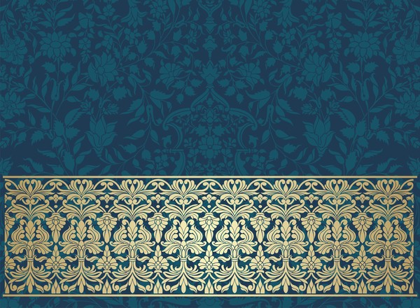 Vintage decorative pattern with floral seamless border vector 12