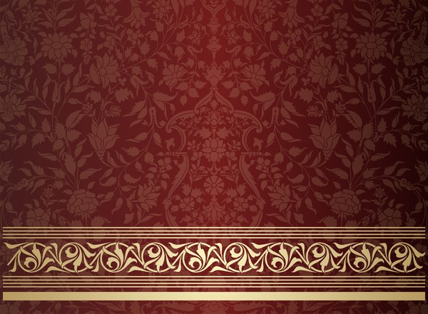 Vintage decorative pattern with floral seamless border vector 13