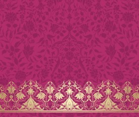 Vintage decorative pattern with floral seamless border vector 14