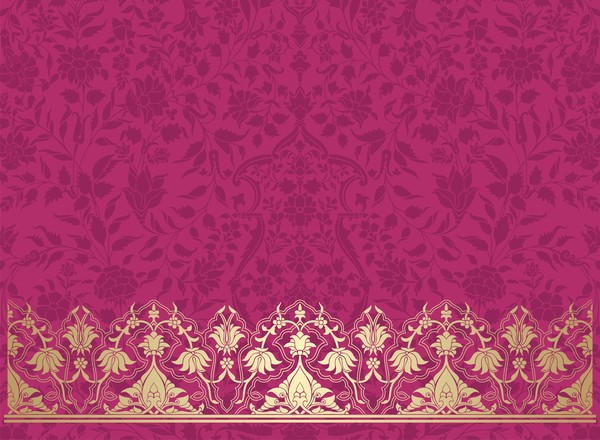 Vintage decorative pattern with floral seamless border vector 14