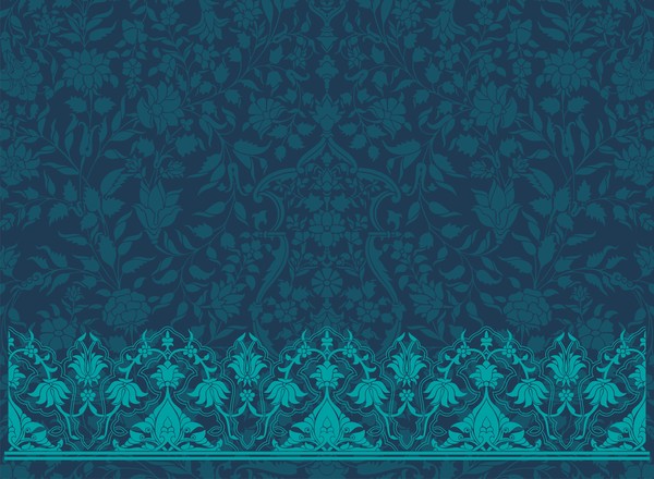 Vintage decorative pattern with floral seamless border vector 15