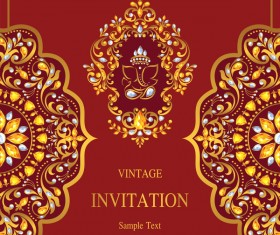 Vintage invitation card template luxury vector 01