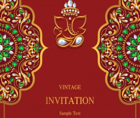 Vintage invitation card template luxury vector 02