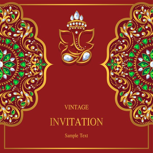 Vintage invitation card template luxury vector 02