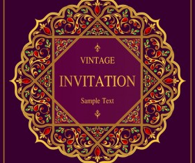Vintage invitation card template luxury vector 03