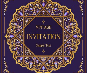 Vintage invitation card template luxury vector 04
