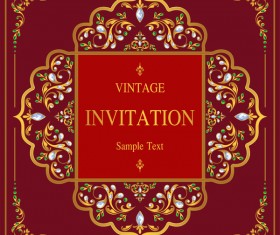 Vintage invitation card template luxury vector 05