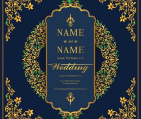 Vintage invitation card template luxury vector 07