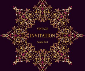 Vintage invitation card template luxury vector 09