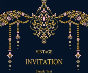 Vintage invitation card template luxury vector 10