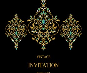 Vintage invitation card template luxury vector 11