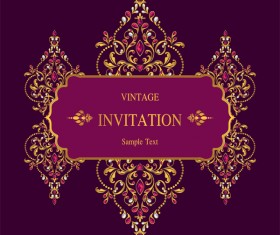 Vintage invitation card template luxury vector 12