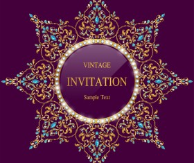 Vintage invitation card template luxury vector 13