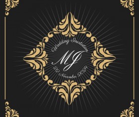 Vintage luxury frame with label template vector 04