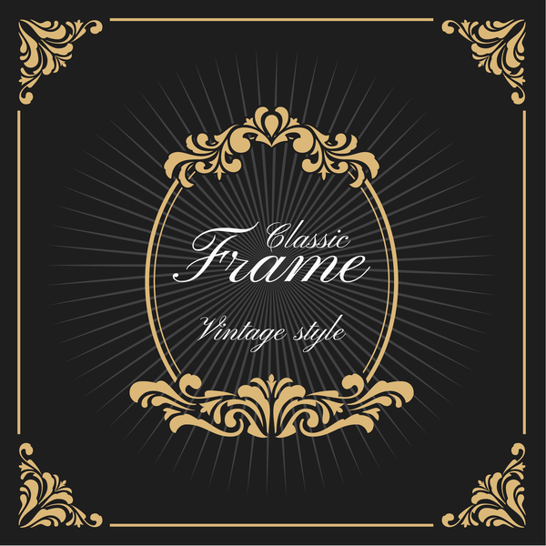 Vintage luxury frame with label template vector 06