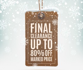 Vintage marked price labels with snow background vector