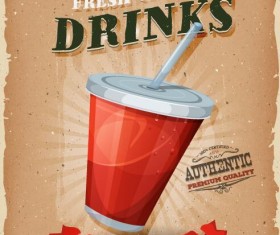 Vintage snack poster soda vector