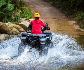 Wading motorcycle Stock Photo
