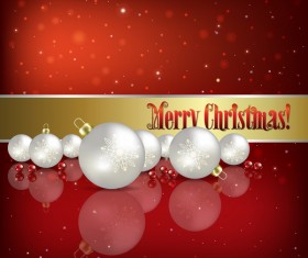 White Christmas decorations with red background vector
