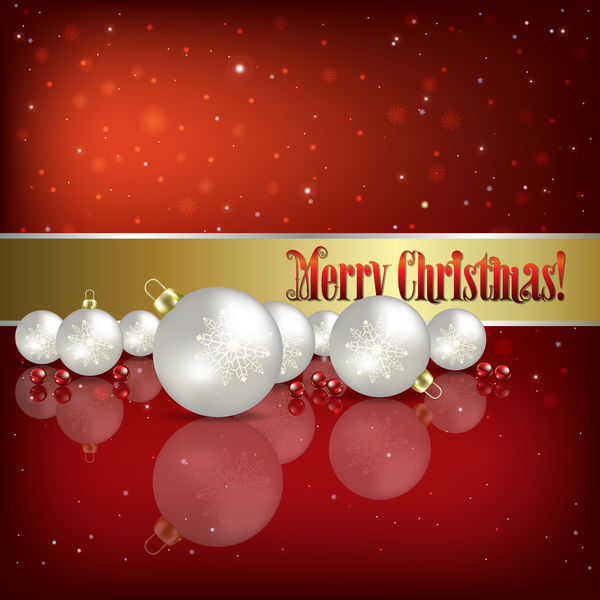 White Christmas decorations with red background vector free download
