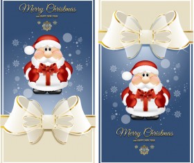 White bows with blue christmas cards vector