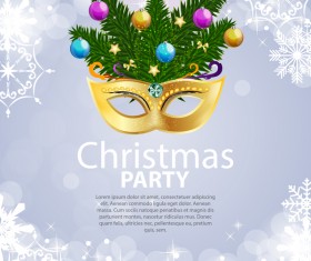 White snowflake with christmas party poster vector template