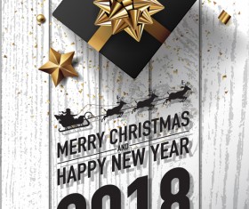 White wood 2018 new year and christmas card vector