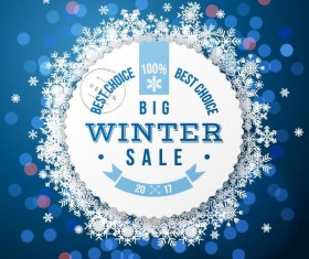 Winter big sale and snowflake frame vector