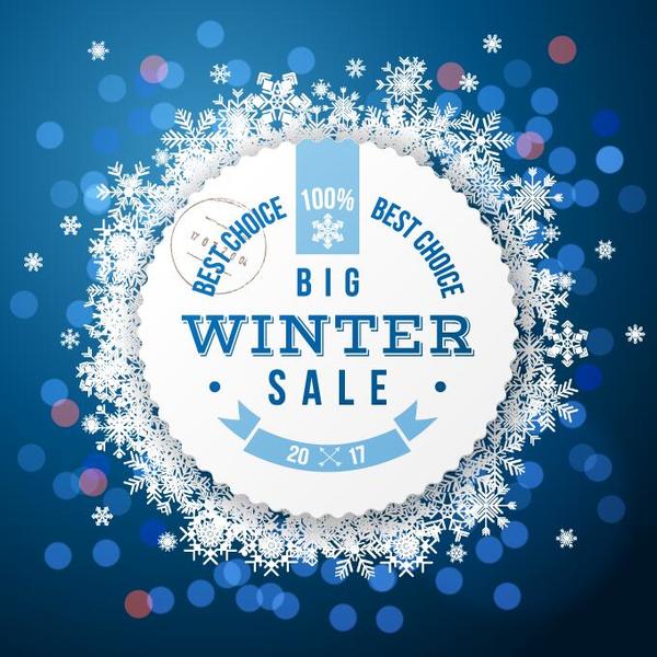 Winter big sale and snowflake frame vector