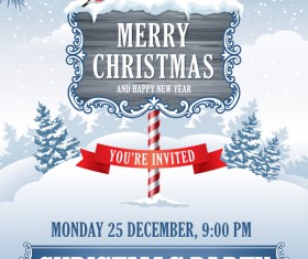 Winter christmas with new year party flyer template vector