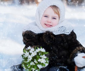 Winter outdoors little girl Stock Photo 01