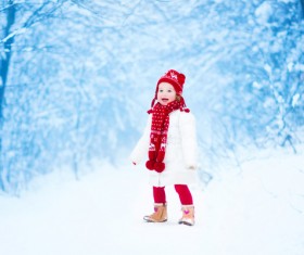 Winter outdoors little girl Stock Photo 02
