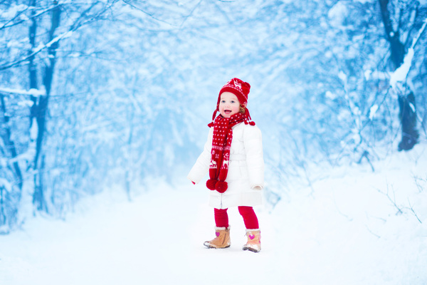 Winter outdoors little girl Stock Photo 02