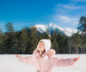 Winter outdoors little girl Stock Photo 03