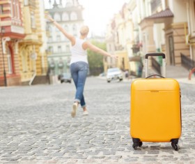 Woman dancing in the street Stock Photo