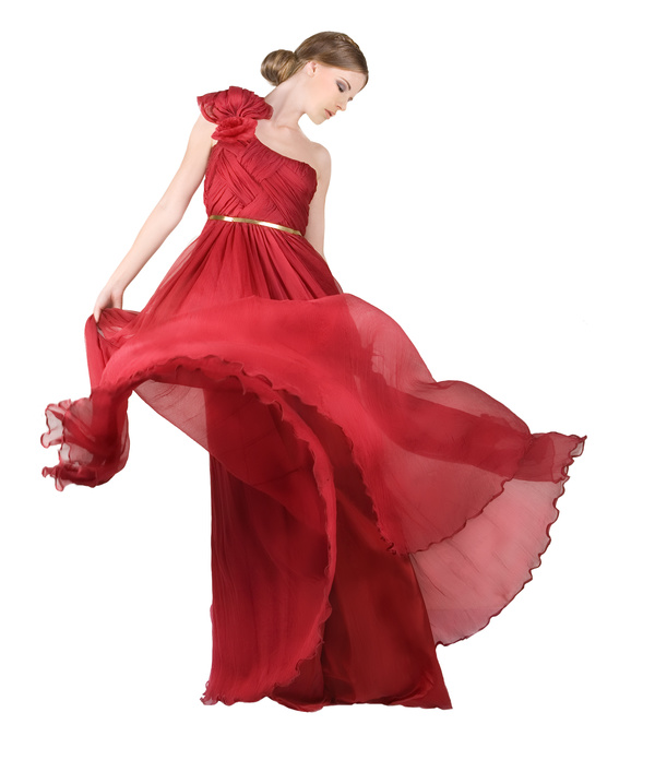 Woman wearing red Evening Dress Stock Photo