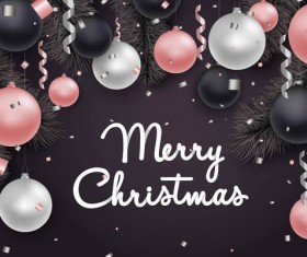 Xmas balls decorative with christmas background vector 01