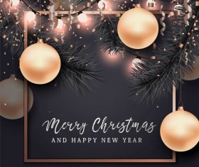 Xmas balls decorative with christmas background vector 02