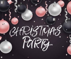 Xmas balls decorative with christmas background vector 05