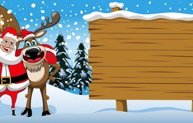 Xmas banner and santa claus jerry vector 01