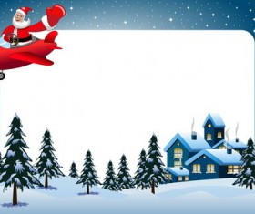 Xmas frame and santa airplane vector