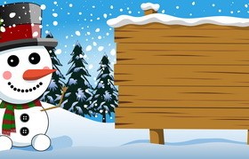 Xmas snowman with wooden board vectors