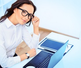 Young and beautiful secretary lady Stock Photo
