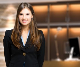 Young beautiful lobby receptionist Stock Photo