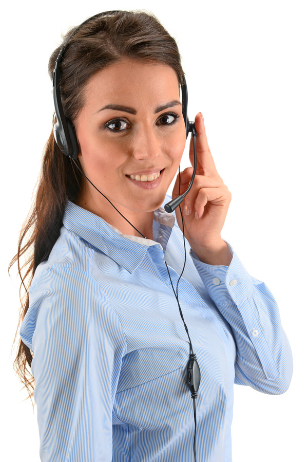 Young girl with headset Stock Photo