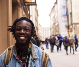 Young stylish black man posing with smile Stock Photo