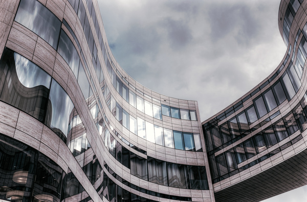 architecture with curved glass design Stock Photo