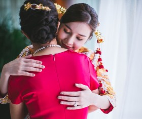 asian bride in traditional wedding costume Stock Photo